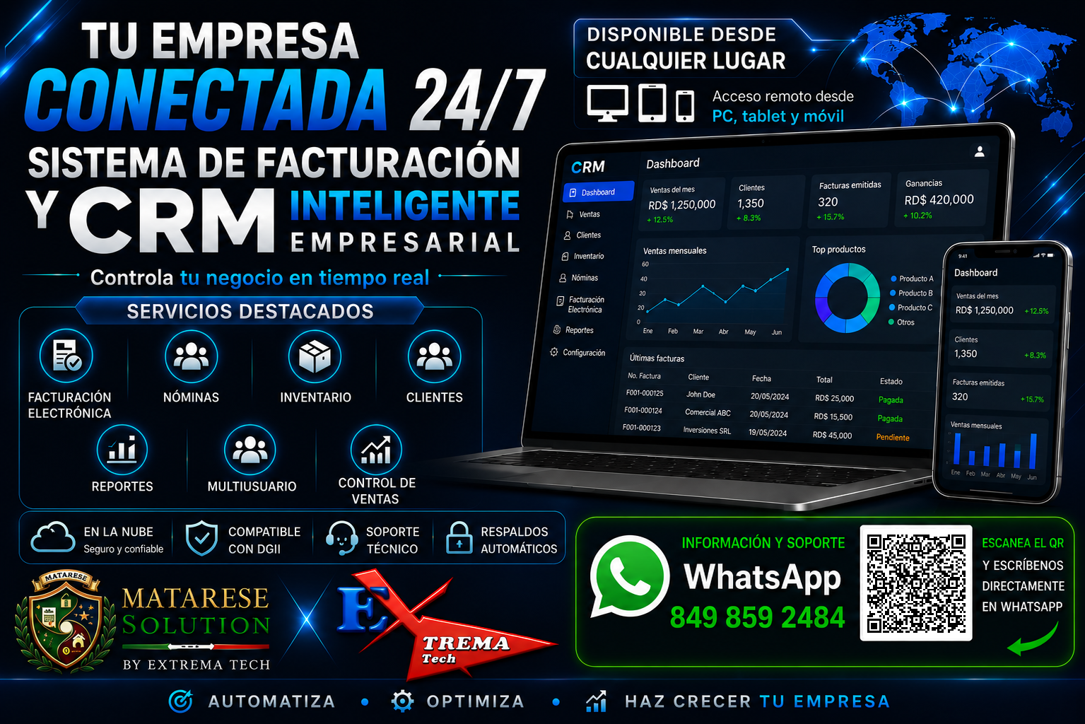 Sistema de facturación y CRM inteligente de Extrema Tech