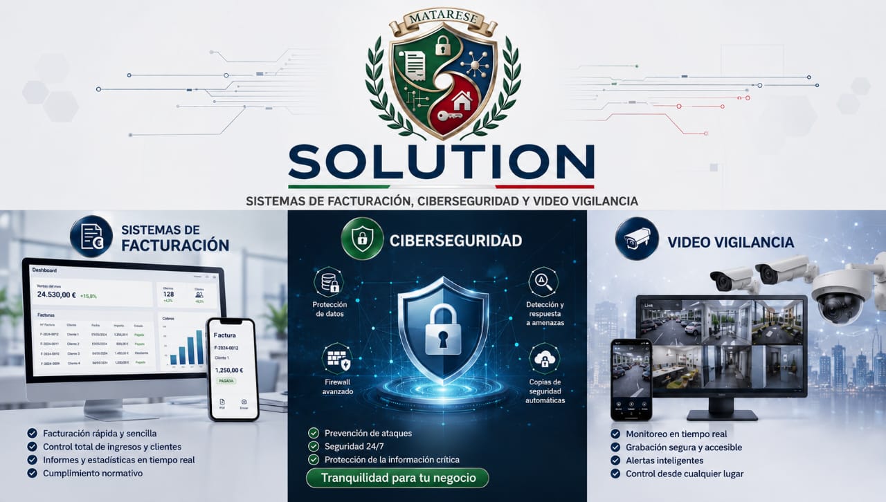 MATARESE Solution: facturación, ciberseguridad y videovigilancia